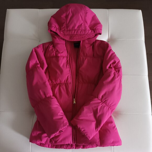 Ralph Lauren Girls Bright Pink Down and Feather Hooded Puffer Jacket Size M/8-10 - Picture 1 of 12